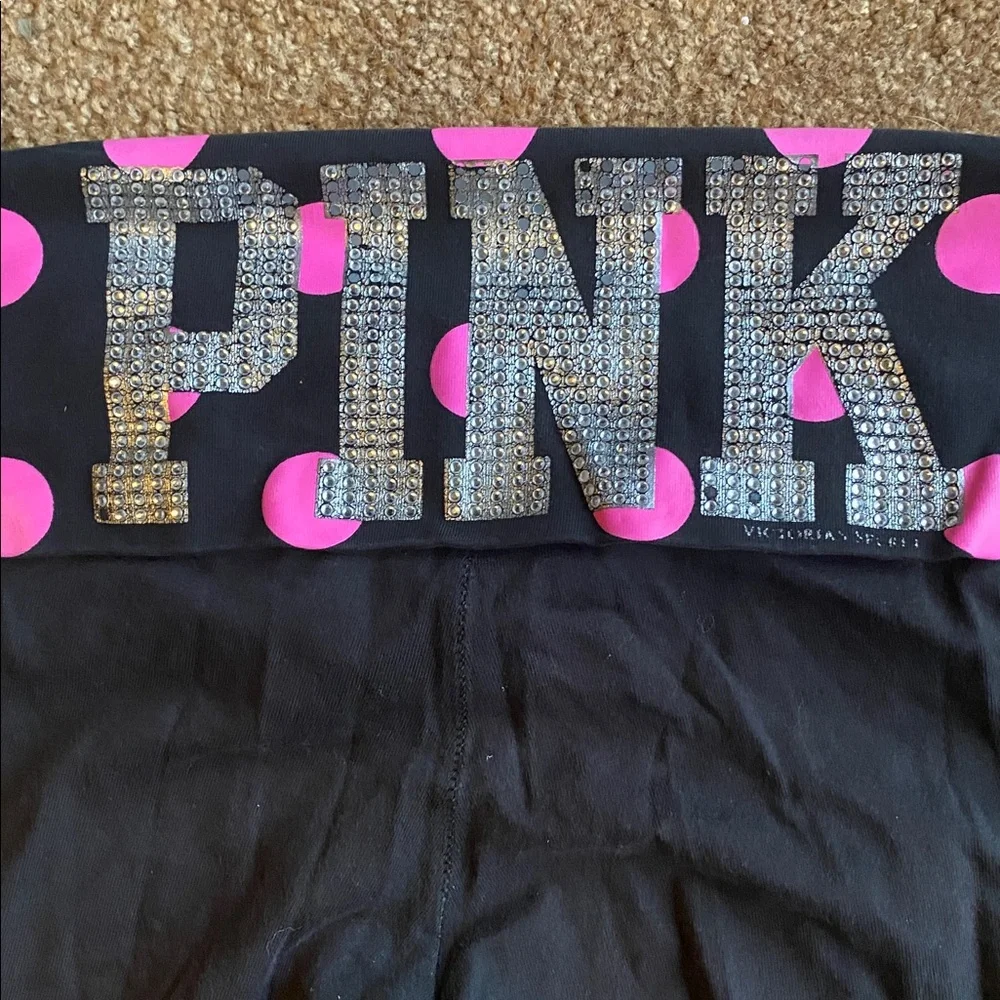PINK Victoria's Secret y2k Leggings with Pink Polka Dots - Picture 2 of 6